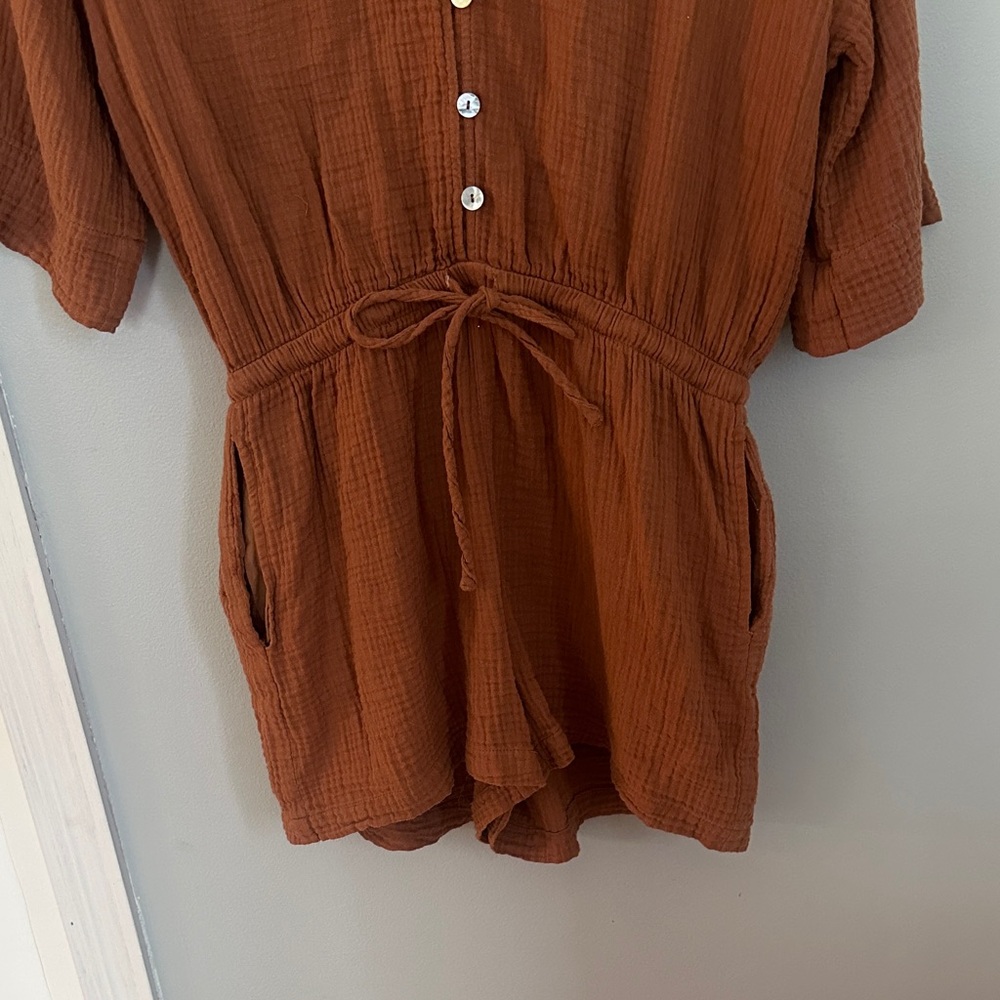 Z-Supply Rust/Brown Button-Front Romper - Picture 2 of 5